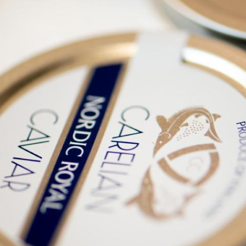 Carelian Caviar food label printed by Premier Labels UK